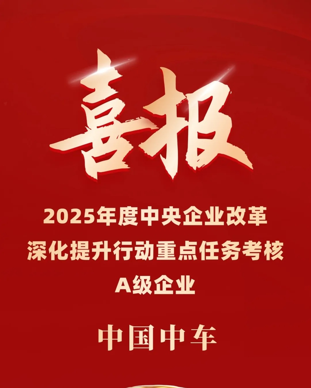 【负责任的公司治理】喜报！中国中车连续获评中央企业改革深化提升行动考核A级